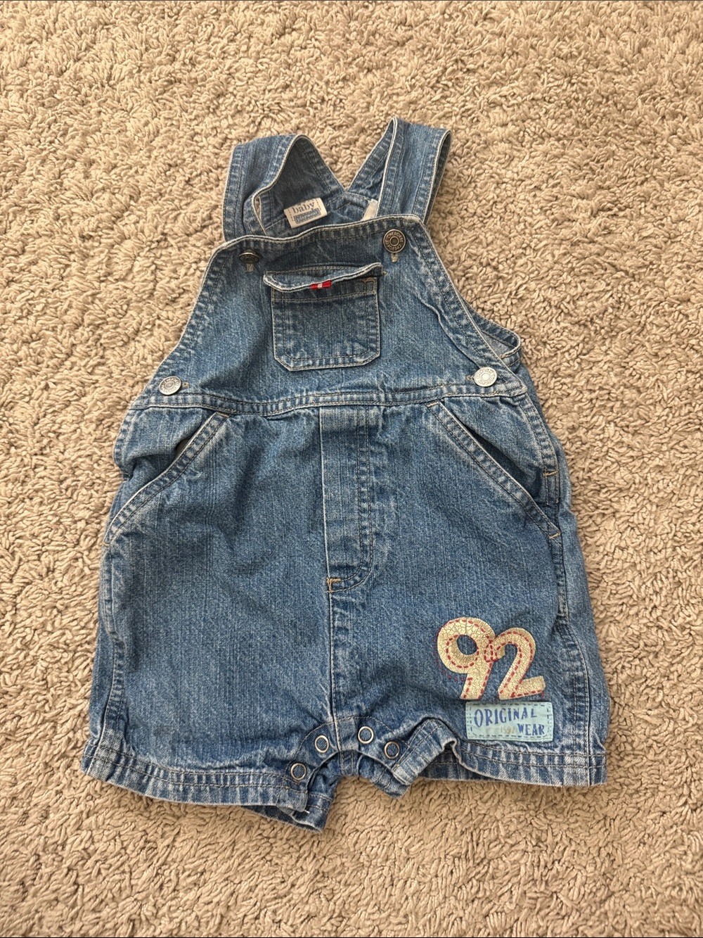 Cherokee Blue Denim Baby Overalls Shorts